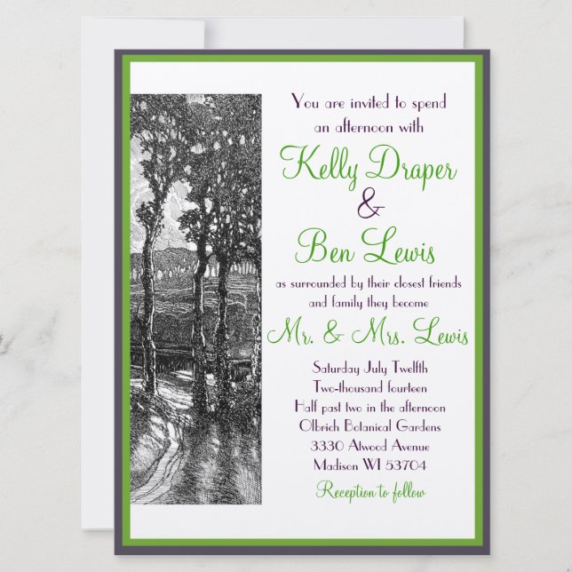 Art Nouveau Trees Sophisticated Wedding Invitation (Front)