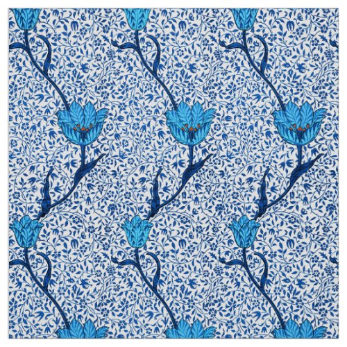 Art Nouveau Tulip Damask Cobalt Blue Fabric