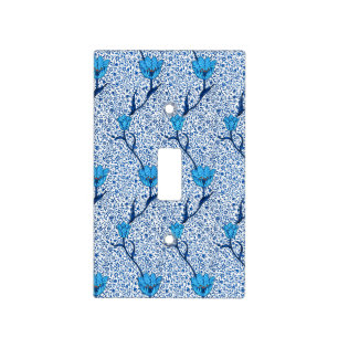 Art Nouveau Tulip Damask, Cobalt Blue Light Switch Cover
