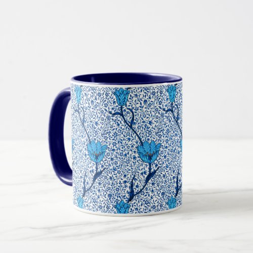 Art Nouveau Tulip Damask Cobalt Blue Mug