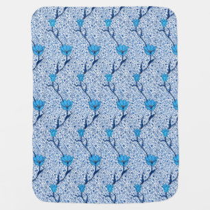 Art Nouveau Tulip Damask, Cobalt Blue Receiving Blanket