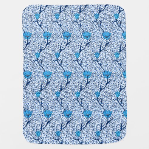 Art Nouveau Tulip Damask Cobalt Blue Receiving Blanket