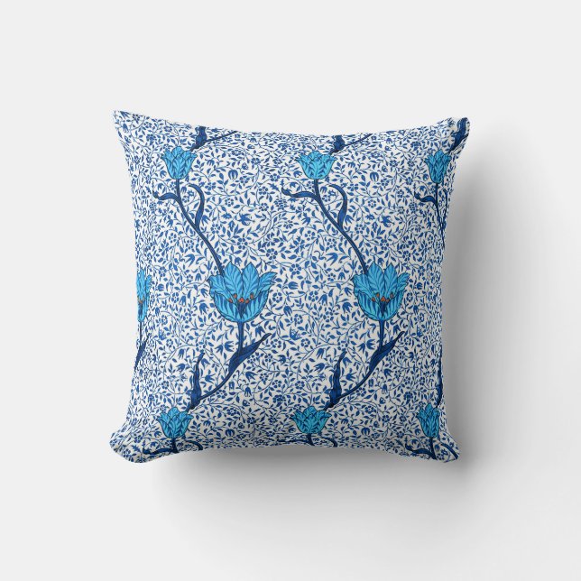 Art Nouveau Tulip Damask, Cobalt Blue Throw Pillow (Front)