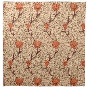 Art Nouveau Tulip Damask, Coral and Beige Cloth Napkin