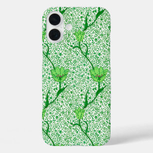 Art Nouveau Tulip Damask, Emerald Green iPhone 16 Plus Case