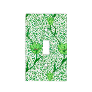 Art Nouveau Tulip Damask, Emerald Green Light Switch Cover
