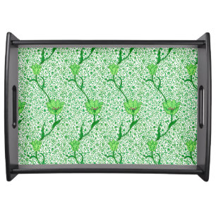 Art Nouveau Tulip Damask, Emerald Green Serving Tray