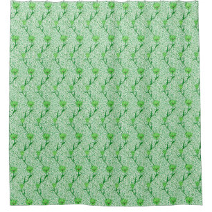 Art Nouveau Tulip Damask, Emerald Green Shower Curtain
