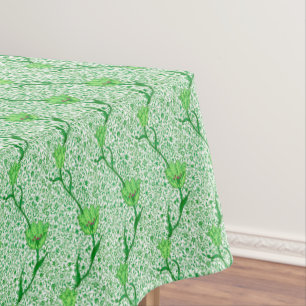 Art Nouveau Tulip Damask, Emerald Green Tablecloth