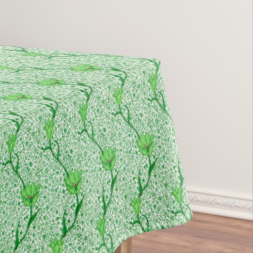 Art Nouveau Tulip Damask Emerald Green Tablecloth