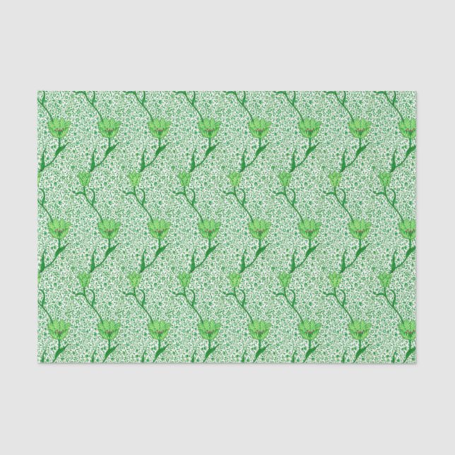 Art Nouveau Tulip Damask, Emerald Green Tissue Paper (Front)