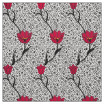 Art Nouveau Tulip Damask, Grey and Red Fabric