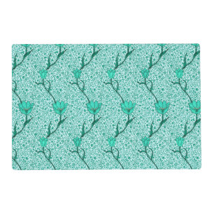 Art Nouveau Tulip Damask, Turquoise Placemat