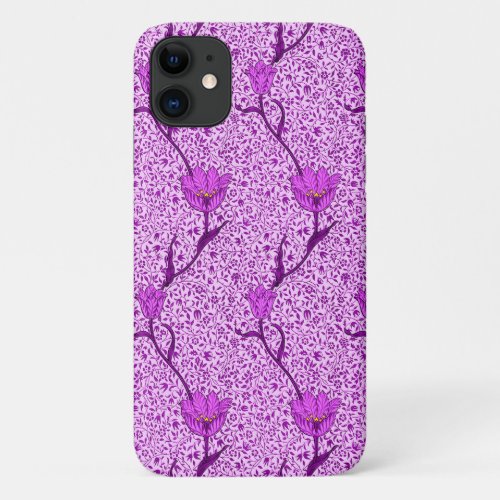 Art Nouveau Tulip Damask Violet and Orchid iPhone 11 Case