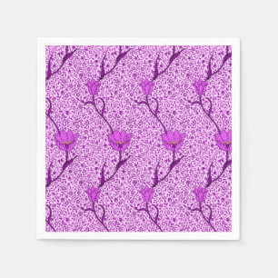 Art Nouveau Tulip Damask, Violet and Orchid Paper Napkins
