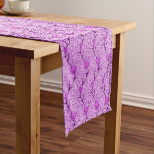Art Nouveau Tulip Damask, Violet and Orchid Short Table Runner