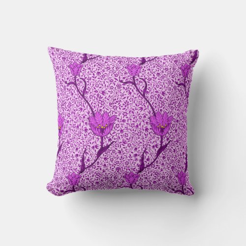Art Nouveau Tulip Damask Violet and Orchid Throw Pillow