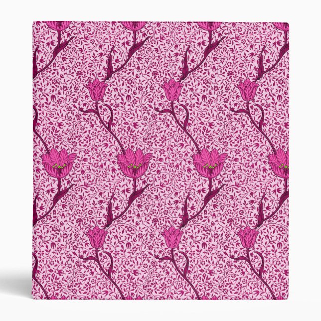Art Nouveau Tulip Damask, Wine & Fuchsia Pink Binder (Front)