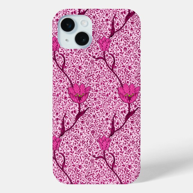 Art Nouveau Tulip Damask, Wine & Fuchsia Pink Case-Mate iPhone Case (Back)