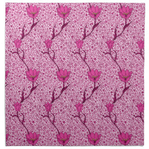 Art Nouveau Tulip Damask, Wine & Fuchsia Pink Cloth Napkin