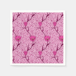 Art Nouveau Tulip Damask, Wine & Fuchsia Pink Napkins
