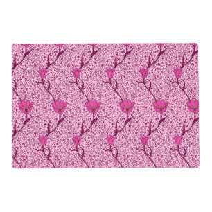 Art Nouveau Tulip Damask, Wine & Fuchsia Pink Placemat