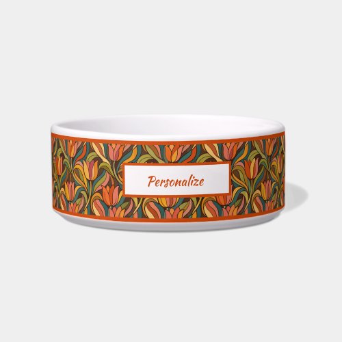 Art Nouveau Tulip Floral Personalized Design Bowl