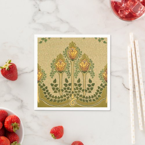 Art Nouveau Tulip Flower Pyramid Shape Luncheon Napkins