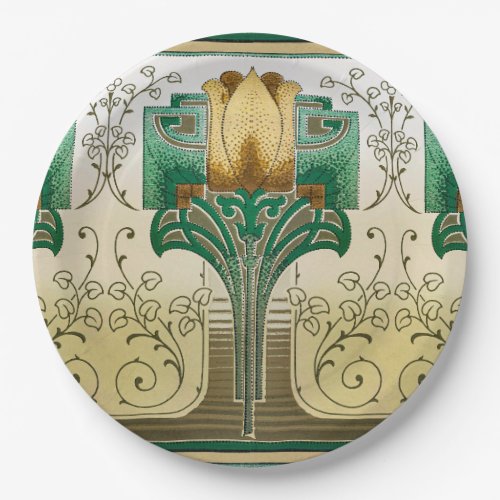 Art Nouveau Tulip  Motif Wedding Birthday Holiday Paper Plates