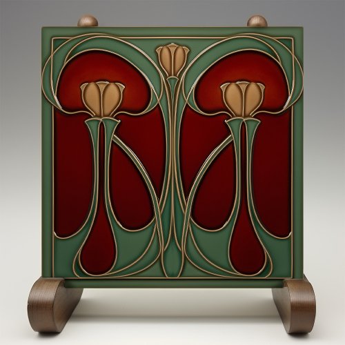 Art Nouveau Tulip Tapestry Ceramic Tile