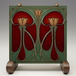 Art Nouveau Tulip Tapestry Ceramic Tile