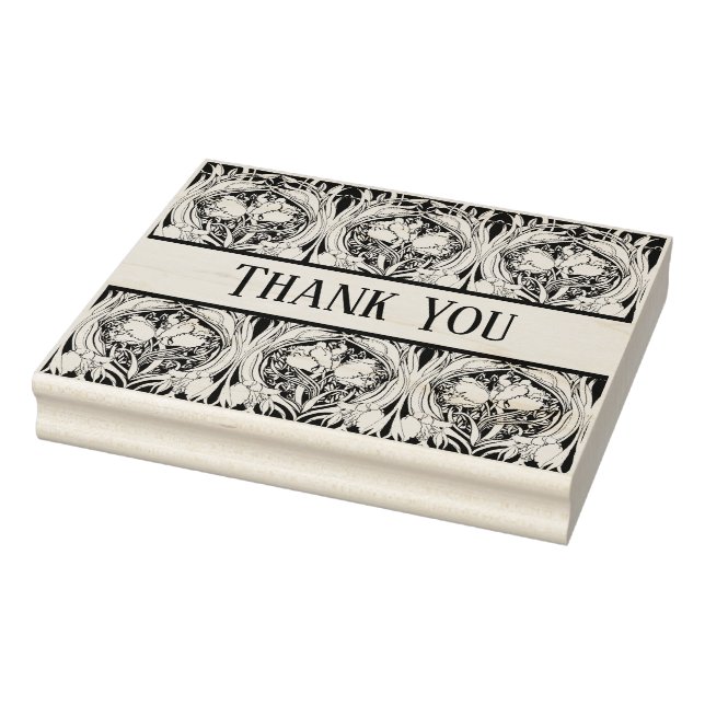 Art Nouveau Tulips Customizable Rubber Stamp (Stamp)