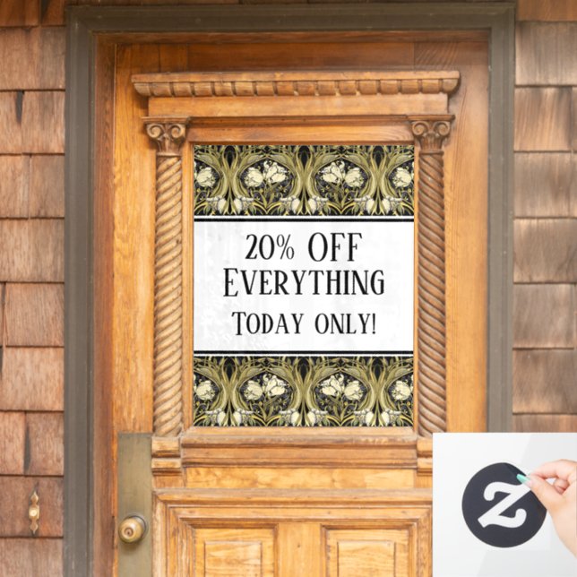 Art Nouveau Tulips Customizable Window Cling (Home Door)