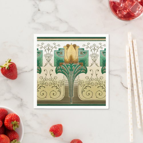 Art Nouveau Tulips Motif Standard Dinner Napkins