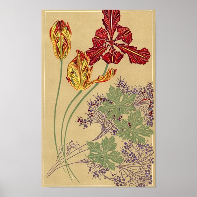 Art Nouveau Tulips Poster (Front)