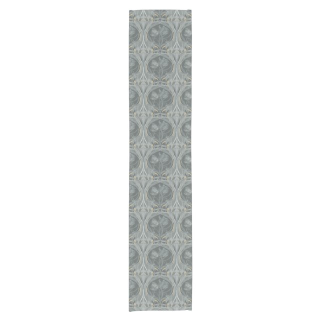 Art Nouveau Tulips Shades Of Gray Table Runner (Front)