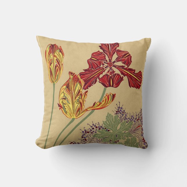 Art Nouveau Tulips Throw Pillow (Front)