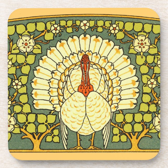 Art Nouveau Turkey Beverage Coaster (Front)