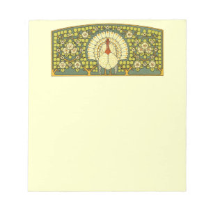 Art Nouveau Turkey with Flowers Notepad
