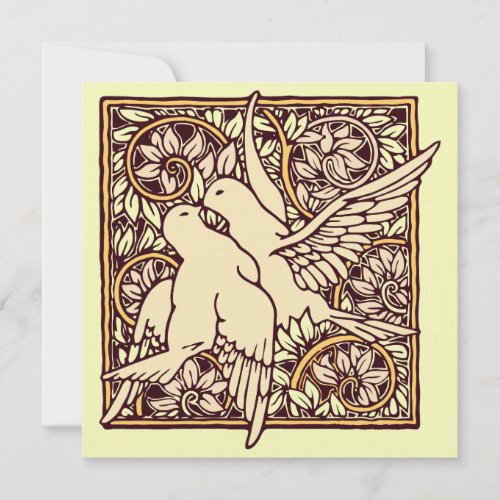 Art Nouveau Turtle Doves Wedding Invitation