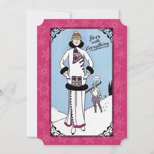 Art nouveau ugly hat knitting crochet Christmas Holiday Card