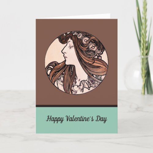 Art Nouveau Valentines Day Sister Alphonse Mucha Holiday Card