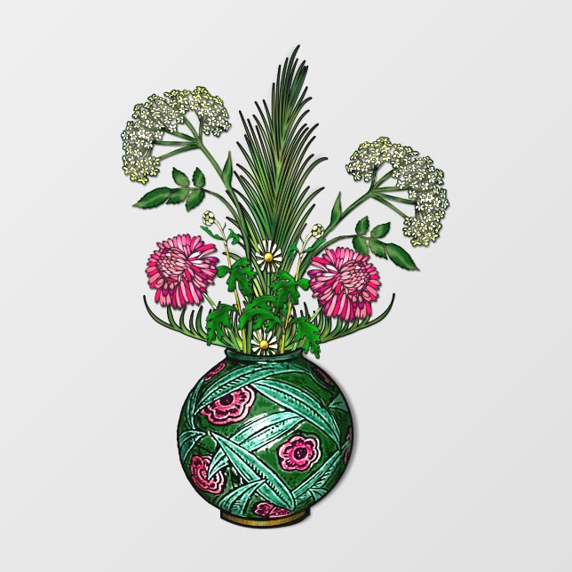 Art Nouveau Vase and Flowers Window Cling (Sheet)