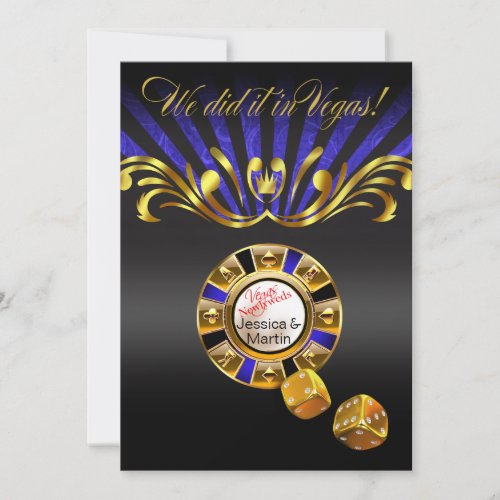 Art Nouveau Vegas Reception  gold blue Invitation