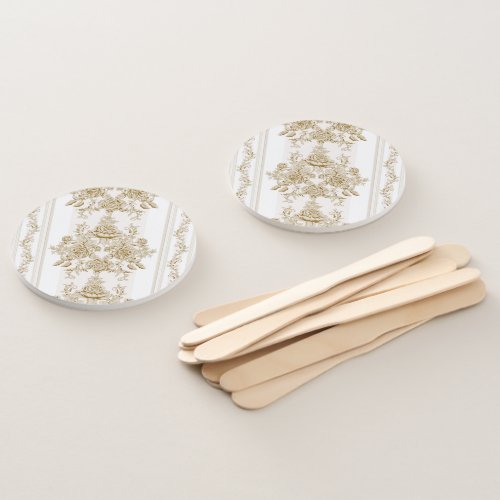 Art NouveauVIctorianKakiwhitetoilefloralchic Hand Fan