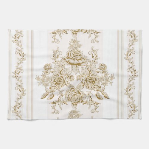 Art NouveauVIctorianKakiwhitetoilefloralchic Kitchen Towel