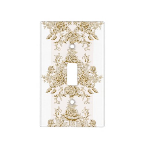 Art NouveauVIctorianKakiwhitetoilefloralchic Light Switch Cover