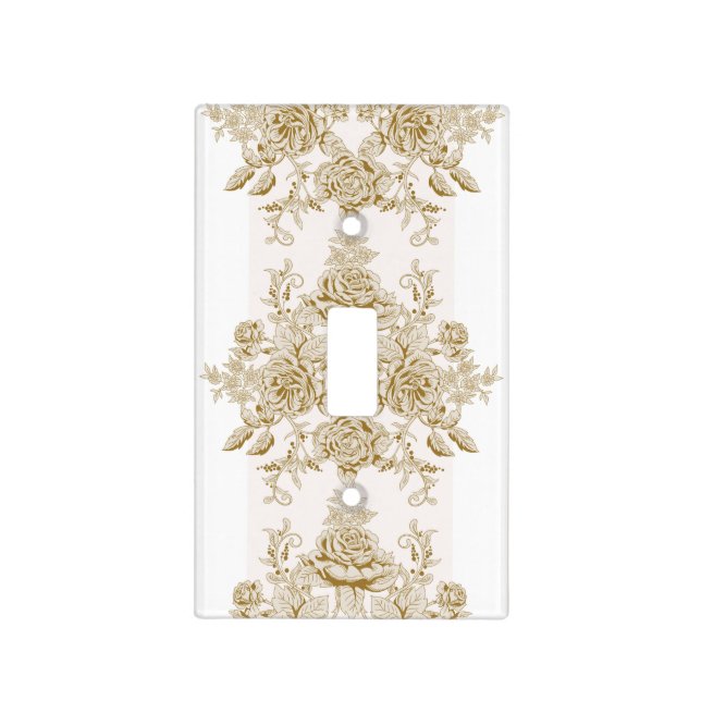 Art Nouveau,VIctorian,Kaki,white,toile,floral,chic Light Switch Cover (Front)