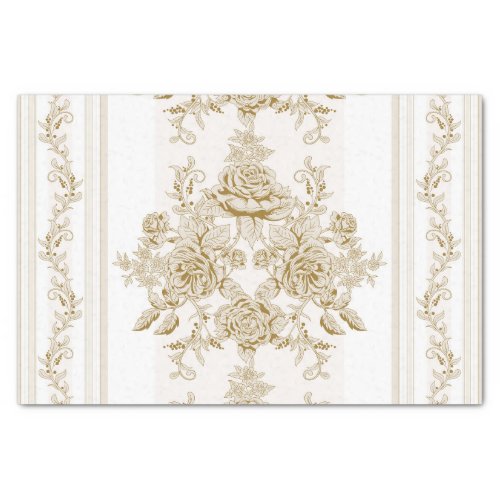 Art NouveauVIctorianKakiwhitetoilefloralchic Tissue Paper