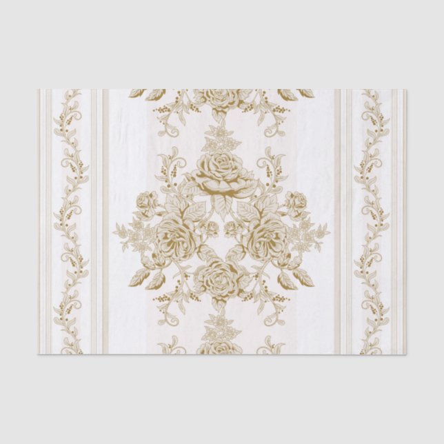 Art Nouveau,VIctorian,Kaki,white,toile,floral,chic Tissue Paper (Front)